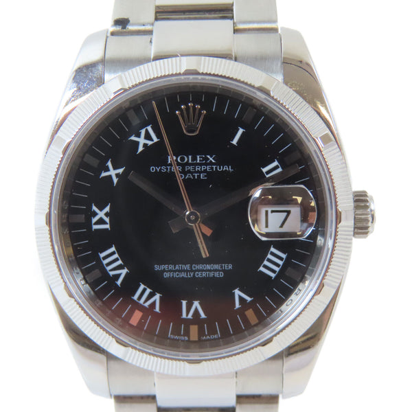 ROLEX Date Automatic Movement Watch 115210 18K White Gold Stainless Steel Black