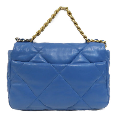 CHANEL Quilted CC SHW GHW C19 Small 2 Way Shoulder Bag Lambskin Leather Blue