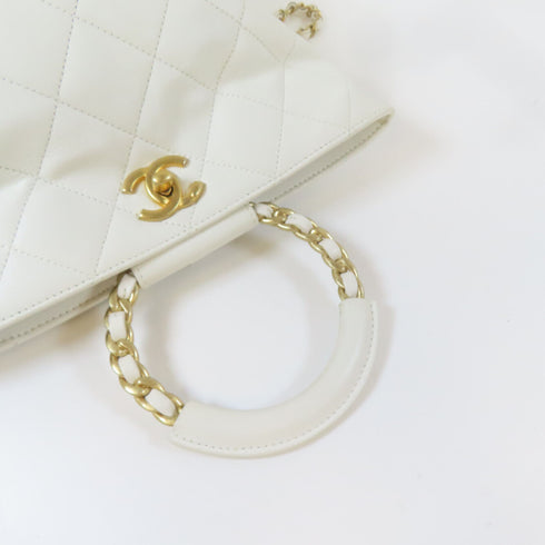 CHANEL Quilted CC GHW In the Loop Backpack Rucksack Bag AS1362 Lambskin White