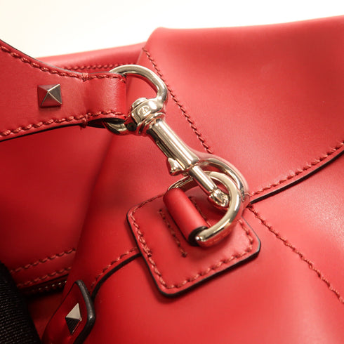 VALENTINO SHW 2 Way Shoulder Bag Calfskin Leather Red