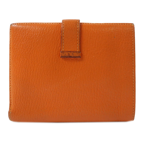 HERMES PHW Bearn Compact Wallet Chevre Leather Feu Orange