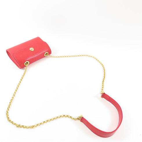 Chloe GHW Chain Shoulder Bag Calfskin Leather Red