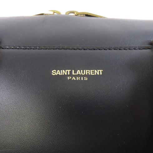 SAINT LAURENT YSL GHW 2way Shoulder Bag Calfskin Leather Black