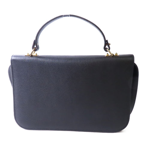 Alexander McQueen GHW 2 Way Shoulder Hand Bag Calfskin Leather Black