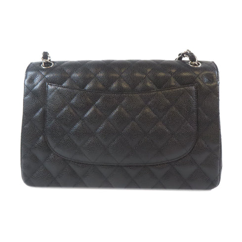 CHANEL Quilted CC SHW Classic Chain Shoulder Bag Caviar Leather Black