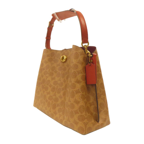 COACH GHW 2 Way Shoulder Bag Handbag Coated Canvas Brown v1