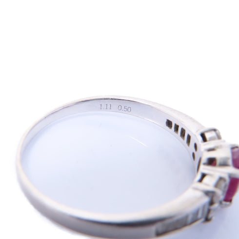 Fine Jewelry 1.11ct Ruby 0.50ct Diamond Ring Accessories US#9.25 PT900 Platinum