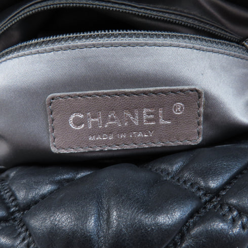 CHANEL Quilted CC SHW Chain Shoulder Bag Calfskin Leather Black v4