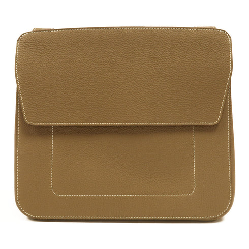 HERMES PHW Mali-Selle PM Shoulder Bag Togo Leather Etoupe