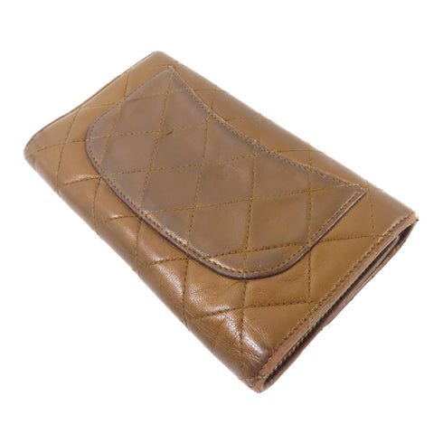 CHANEL CC SHW Long Wallet Lambskin Leather Brown