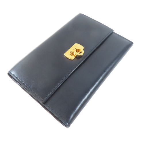 Salvatore Ferragamo GHW Wallet Lambskin Leather Black