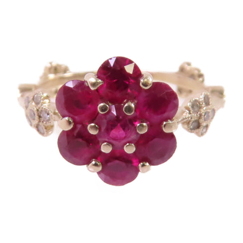 Jewelry 1.49ct Ruby 0.19ct Diamond Ring US#5.75 18K Yellow Gold