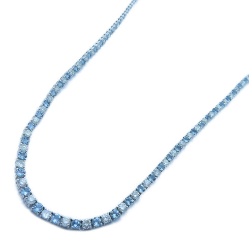 FINE JEWELRY 16.21ct Aquamarine 19.00ct Diamond Necklace 18 White Gold #80cm