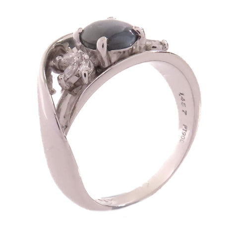 Fine Jewelry 1.457ct Cat Eye 0.15ct Diamond Ring US#6.75 PT900 Platinum