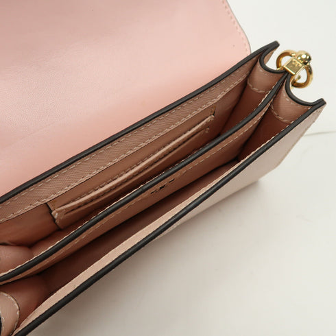 Tory Burch GHW Chain Shoulder Bag Calfskin Leather Beige/Pink