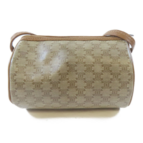 CELINE GHW Shoulder Crossbody Bag PVC Coated Canvas Brown