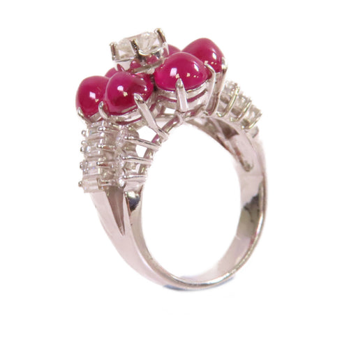 Fine Jewelry Ruby Diamond Ring US #6.5 18K White Gold