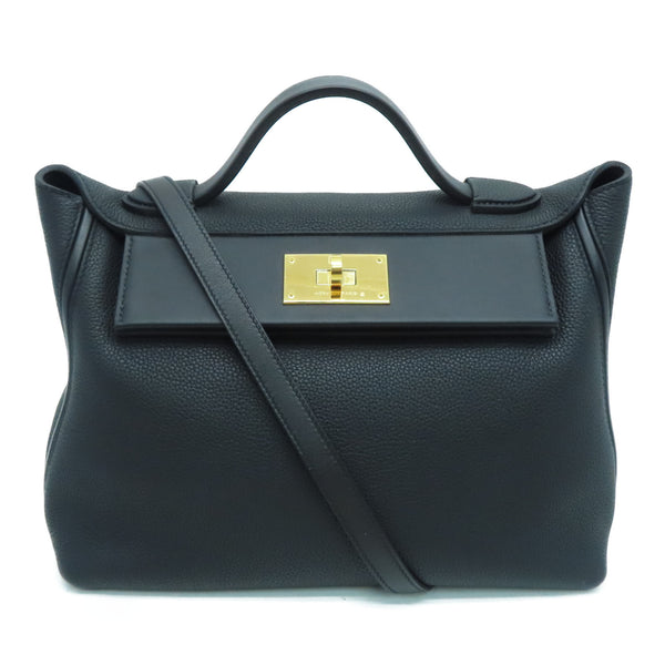 Hermes GHW 24/24 29cm Shoulder Handbag Noir 7093 TEST