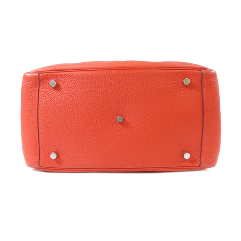 HERMES PHW Lindy 30 Shoulder Handbag Taurillon Clemence Leather Orange Poppy