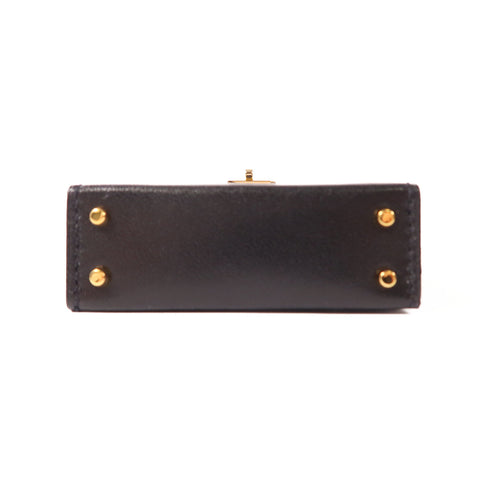 HERMES GHW Kelly Bag Charm Swift Leather Noir Black