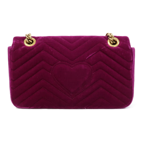 GUCCI GG GHW GG Marmont Chain Shoulder Bag Velvet Purple