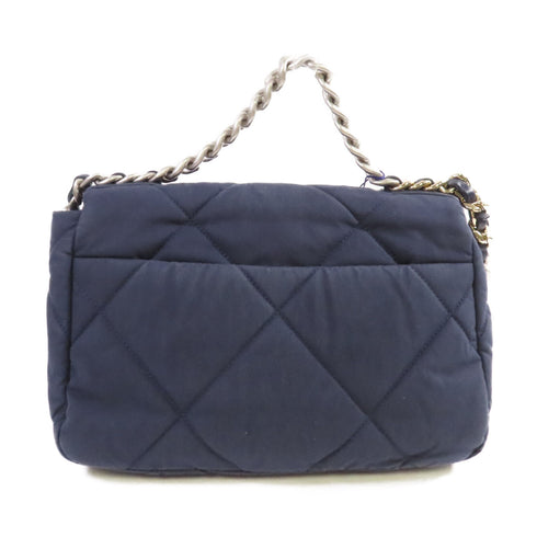 CHANEL Quilted CC Chanel 19 Chain Shoulder Bag Handbag Canvas Navy