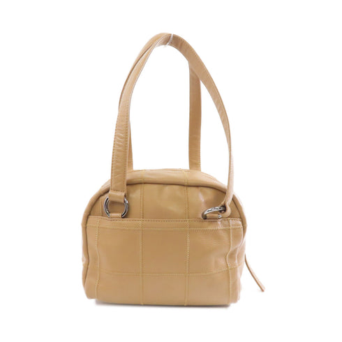 CHANEL CC SHW Lax Bowler Bag Handbag Calfskin Leather Khaki
