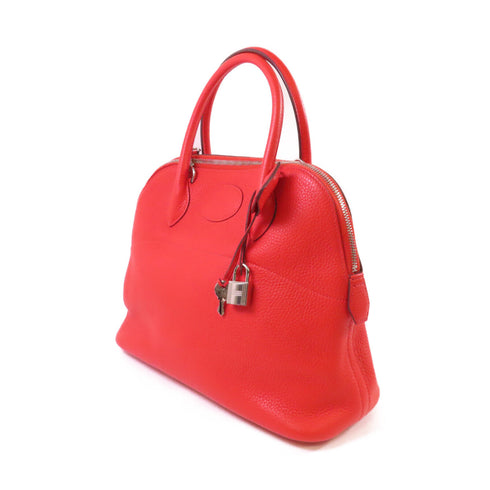 HERMES PHW Bolide 31 Handbag Shoulder Bag Clemence Leather Rouge Casaque Red