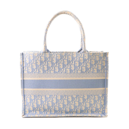 Christian Dior CD Book Tote Medium Tote Bag Canvas Light Blue