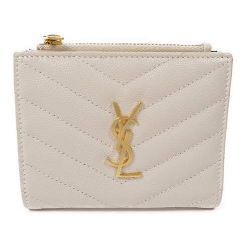 SAINT LAURENT YSL GHW Wallet 575879 Calfskin Leather White