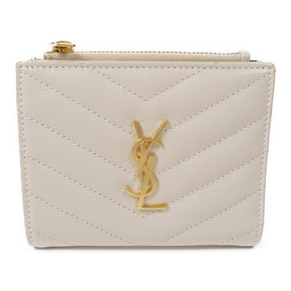 SAINT LAURENT YSL GHW Wallet 575879 Calfskin Leather White