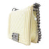 CHANEL Quilted CC SH Boy Chanel Chain Shoulder Bag Patent Leather White