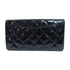 CHANEL Quilted CC SHW Long Wallet Patent Leather Black