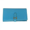 HERMES PHW Bearn Long Wallet Chevre Leather Stamp R 7N Blue Azteque
