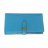 HERMES PHW Bearn Long Wallet Chevre Leather Stamp R 7N Blue Azteque