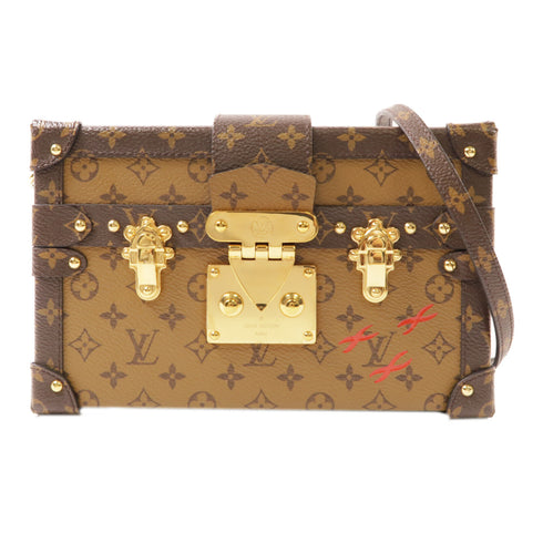 LOUIS VUITTON LV GHW Petite Malle Shoulder Bag M45960 Monogram Reverse Brown