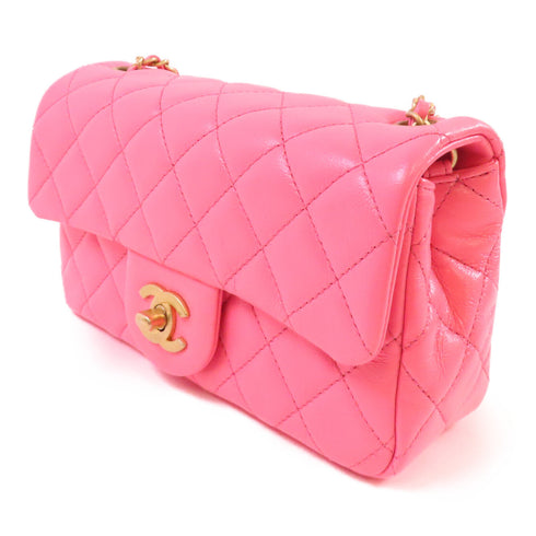 CHANEL CC GHW Classic Flap 20 Chain Shoulder Bag Calfskin Leather