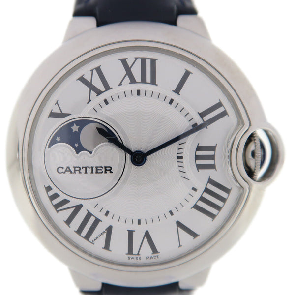 CARTIER Ballon Bleu Moonphase Automatic Watch WSBB0020 Steel Silver