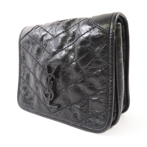 SAINT LAURENT YSL Chain Shoulder Bag Calfskin Leather Black