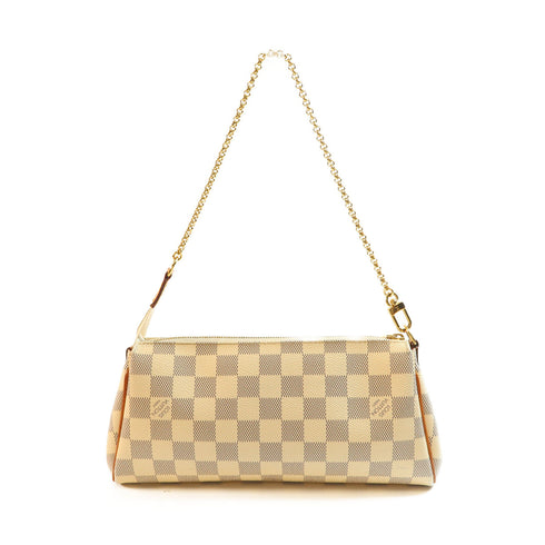 LOUIS VUITTON LV GHW Eva Chain Shoulder Hand Bag Damier Azur N55214 White
