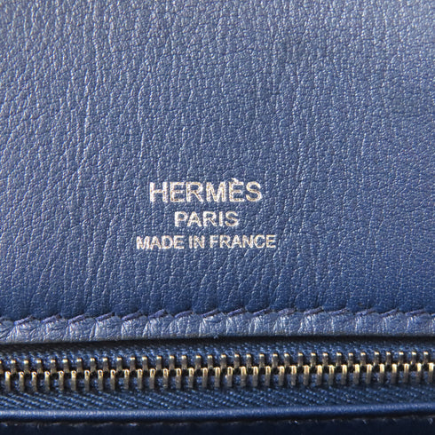 HERMES PHW Birkin 25 Hand Bag Swift Leather Navy Blue
