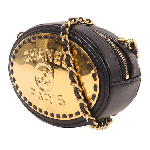 CHANEL CC GHW Chain Shoulder Bag Lambskin Leather Black v6