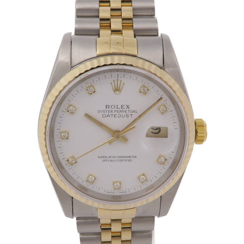 ROLEX Datejust 36mm 16233SG Automatic Watch 18K YG Stainless Steel Diamond White