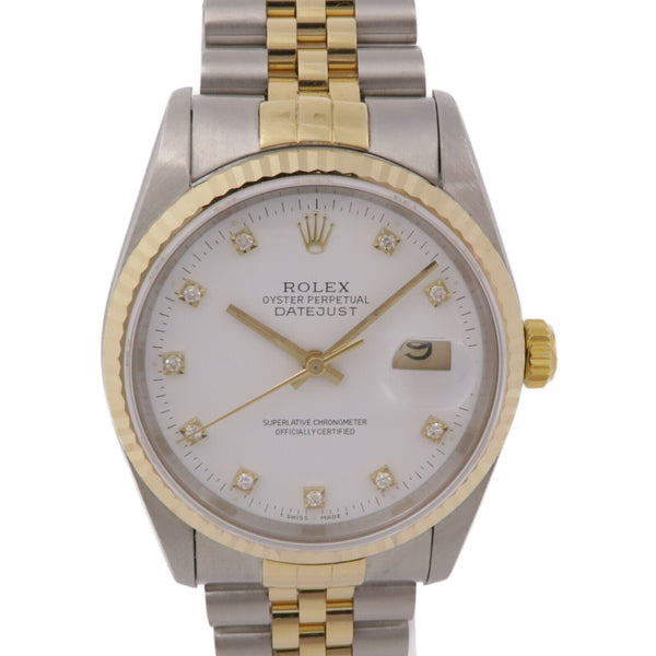 ROLEX Datejust 36mm 16233SG Automatic Watch 18K YG Stainless Steel Diamond White
