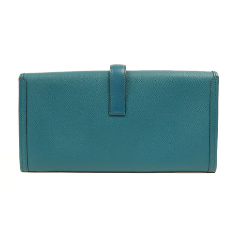 HERMES Jige Pouch Epsom Leather Bleu Izmir