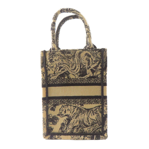 CHRISTIAN DIOR CD GHW Mini Vertical Dior Book Tote 2 Way Shoulder Canvas Beige