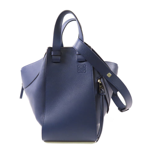 LOEWE SHW Hammock 2 Way Shoulder Bag Calfskin Leather Navy