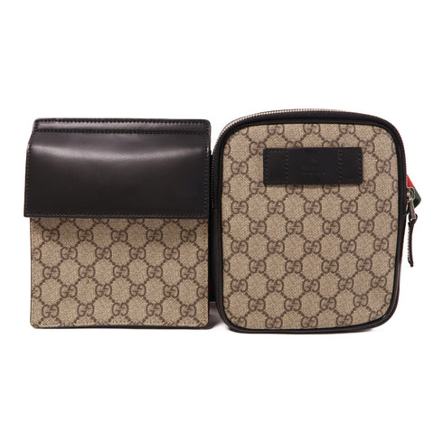GUCCI GG SHW GG Waist Bag 450956 Coated Canvas Brown/Black
