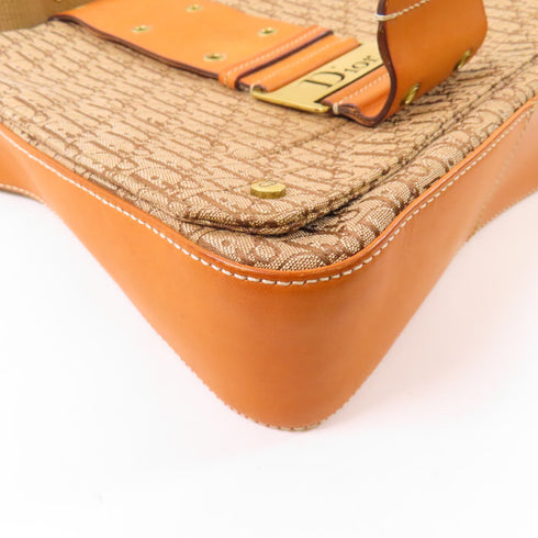 Christian Dior CD GHW Shoulder Bag Canvas Brown