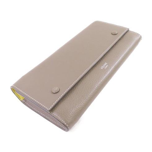 CELINE SHW Fold Long Wallet Calfskin Leather Grey Yellow